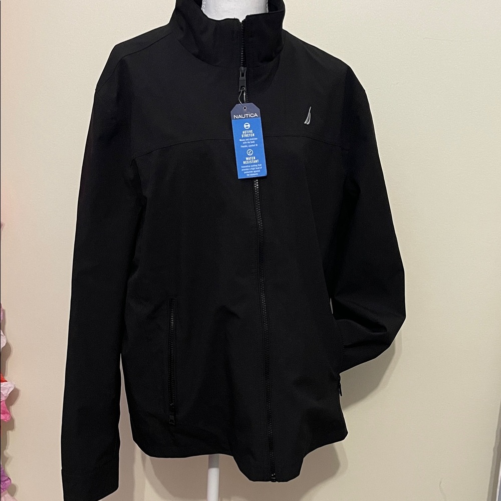 NWT Men’s Nautica Microfiber Black Lightweight Zip up jacket sz Lg